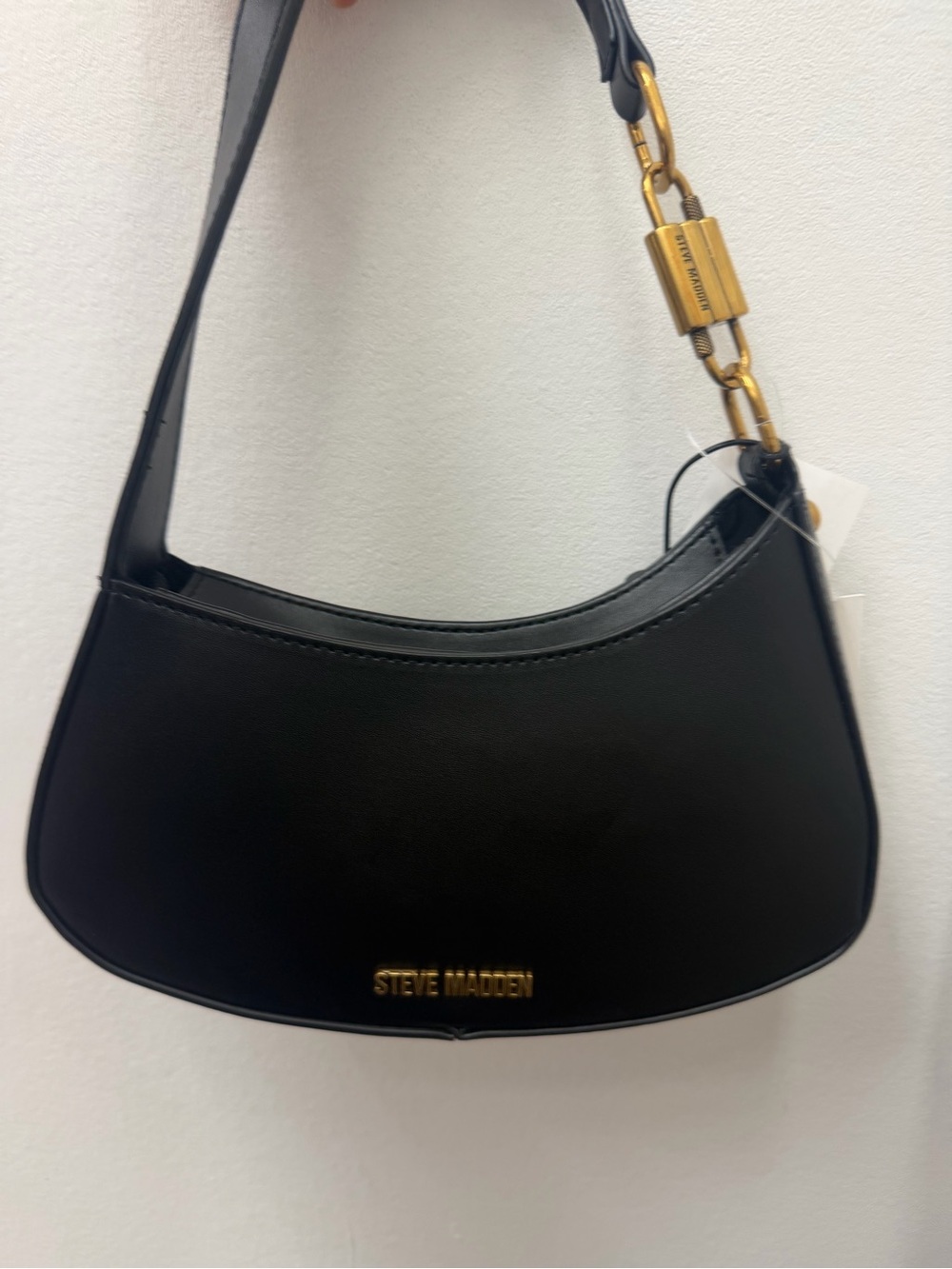 Steve Madden Black Shoulder Bag with Gold Hardware